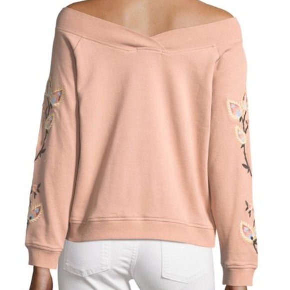 Rebecca Minkoff Macey Pink Off Shoulder Sweatshirt - Picture 6 of 7